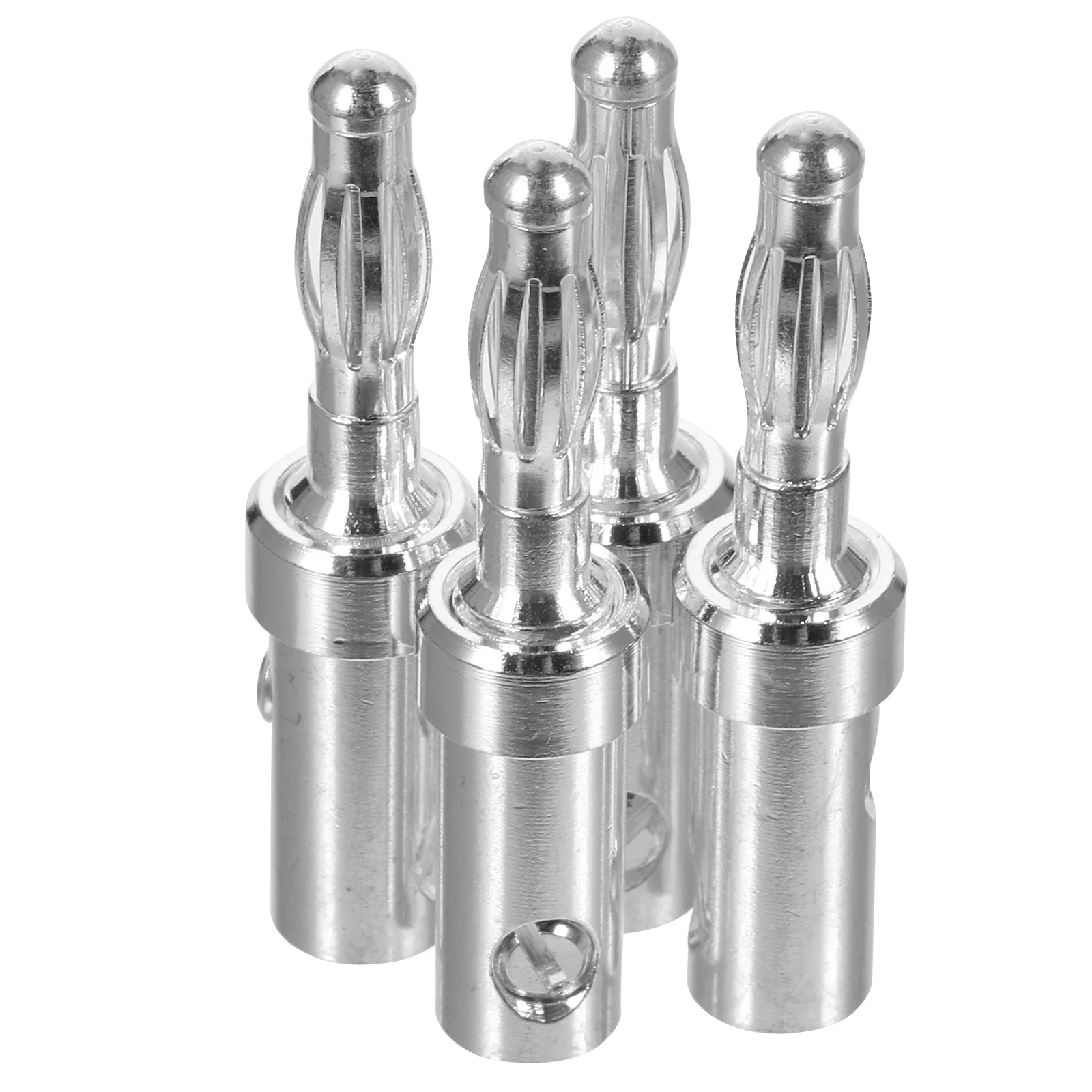 

4pcs Silver Banana Plug Speaker Cable Connector BA1416 4mm Banana Plug Connector For Video Receiver Audio Video Amplifier Parts