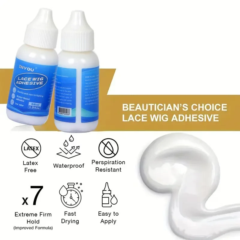 غراء شعر مستعار 38 مل، مواد لاصقة مقاومة للماء، غراء ربط الشعر غير المرئي لتطويل الشعر