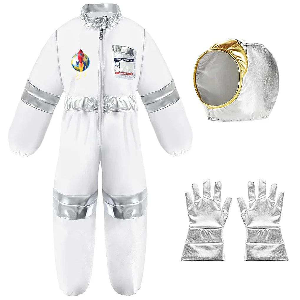 Traje de astronauta infantil, macacão piloto espacial com capacete, vestido de fantasia, role play set, presentes de aniversário para meninos e meninas