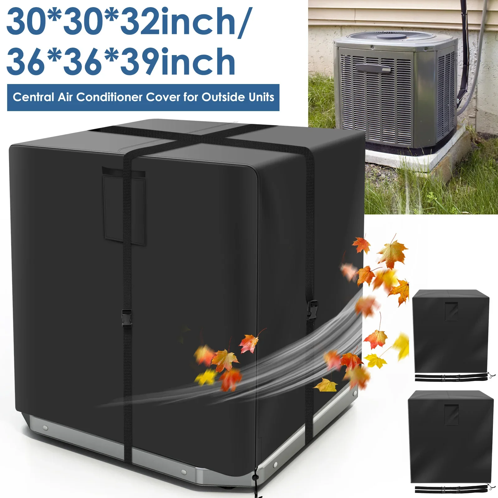 

Квадратный наружный чехол переменного тока, прочная ткань Оксфорд, устойчивый к атмосферным воздействиям, чехол для наружного блока с шнурком, пылезащитный чехол для кондиционера