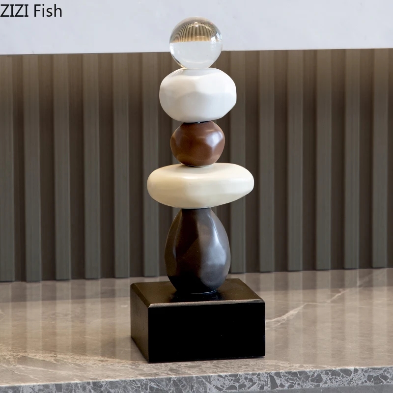 Creative Stone Stacking Statue Ornaments Desk Decoration Abstract Crafts Minimalist Rock Pile Sculpture Room Aesthetic Decor