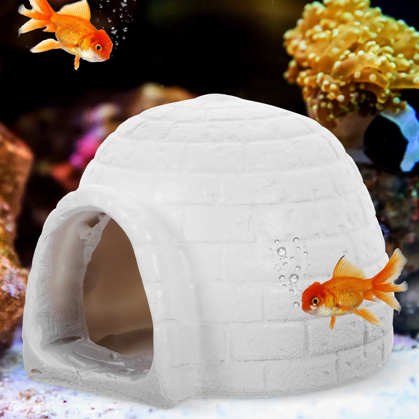 

Igloo Aquarium Tank Hideout Igloo Ornament For Tank Decor For Fish Shrimp Small Underwater Landscape Ornament