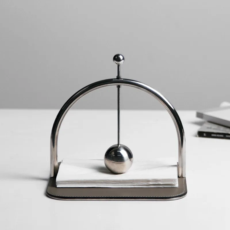 Modern simple metal leather fixed-point tissue rack, hotel dining table square tissue paper storage rack decoration