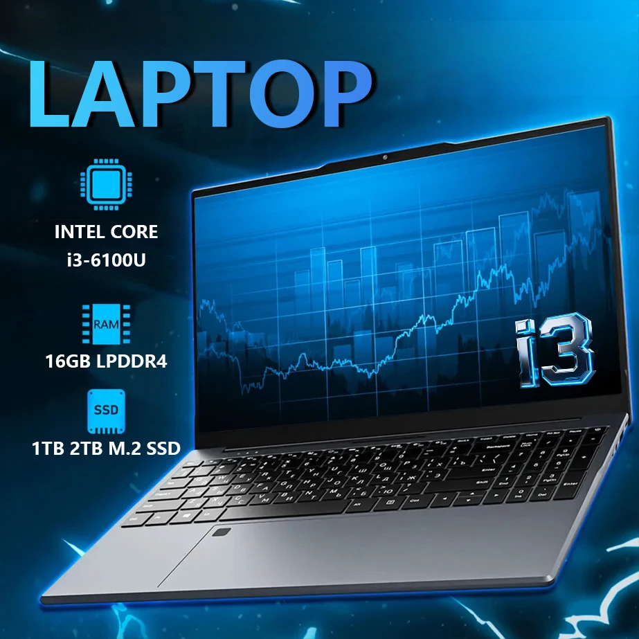 FUCHU 15,6 "Intel Core i3 6100U ordenador portátil Windows 11 Pro 16GB RAM 512GB 1TB SSD portátil Notebook PC Oficina estudio portátiles