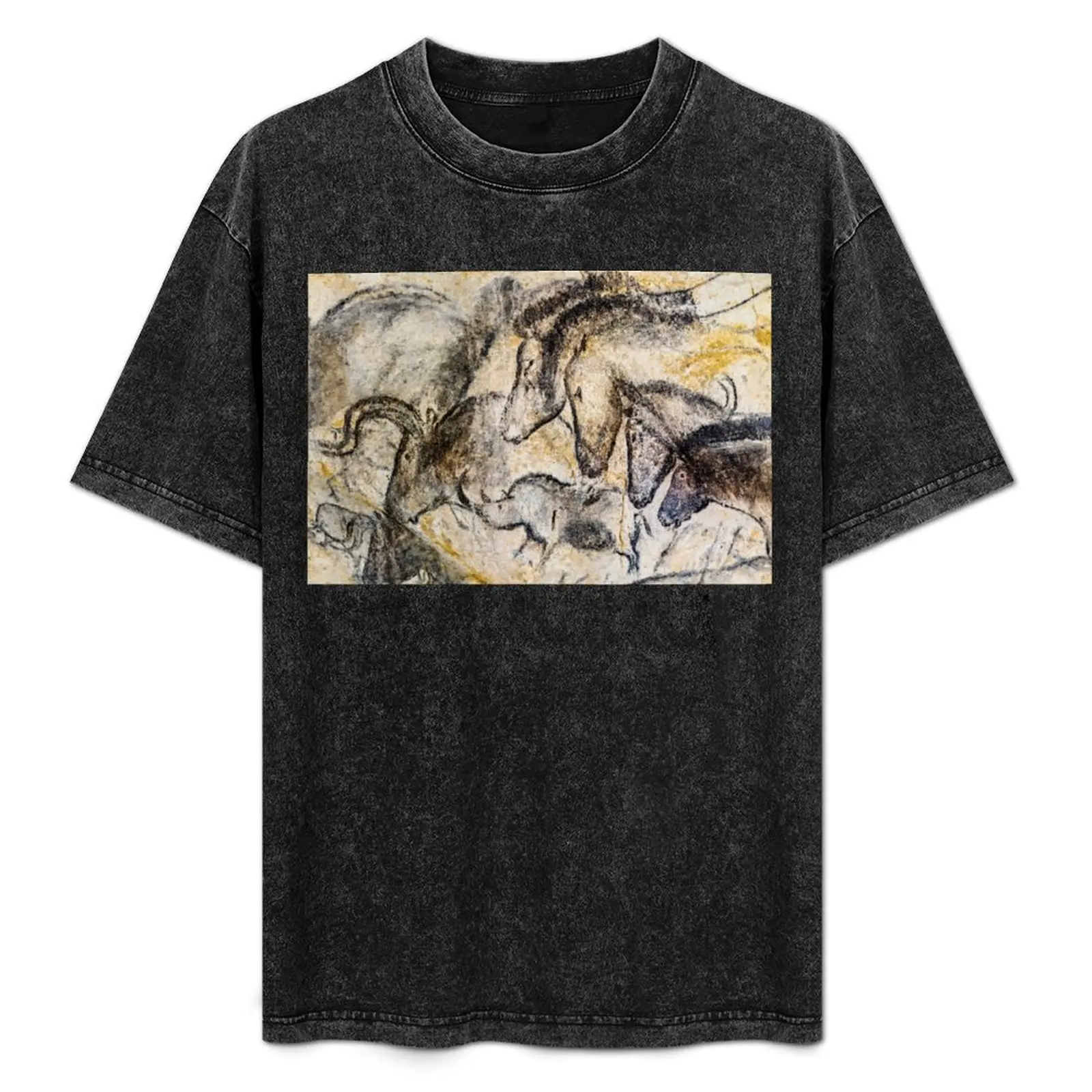 Camiseta con estampado artístico de tendencia de Chauvet Horses Aurochs and Rhinoceros