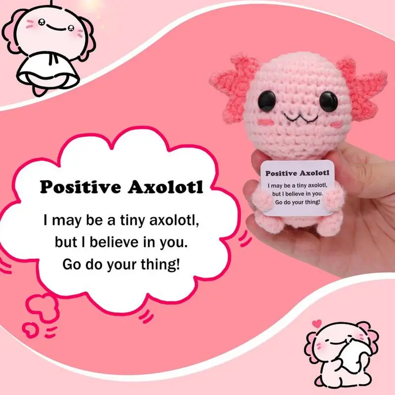 Positive Crochet Animal Axolotl Emotional Supporting Plush Funny Knitted Inspiring Doll Knitted Inspire Inspiring Axolotl Toy