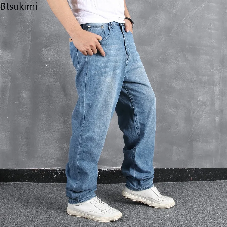 Oversized Men's Loose Casual Jeans 2024 Fashion Street Style Hip Hop Straight Pants Male Handsome Denim Trousers Chic Versatile