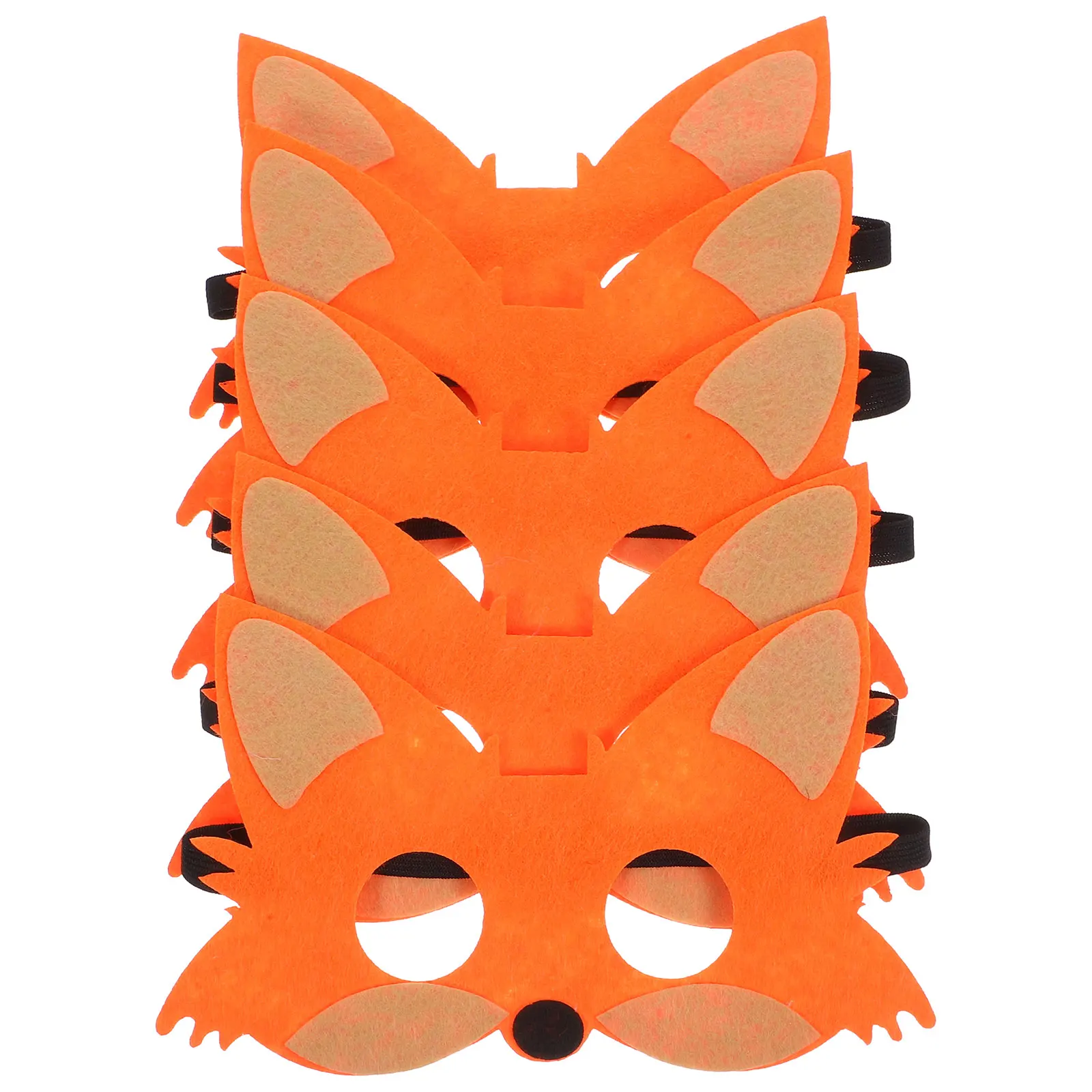 

5pcs Animal Masks Felt Fox Face Cartoon Halloween Costume Reusable Lightweight Props For Kids Party Festival Decor