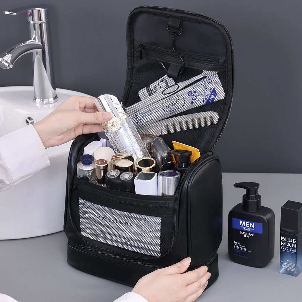 Grenzüberschreitende Business-Kulturtasche für Herren, großes Fassungsvermögen, hochwertige, multifunktionale, wasserdichte Make-up-Tasche, handgehaltene Aufbewahrungstasche – Detail 5