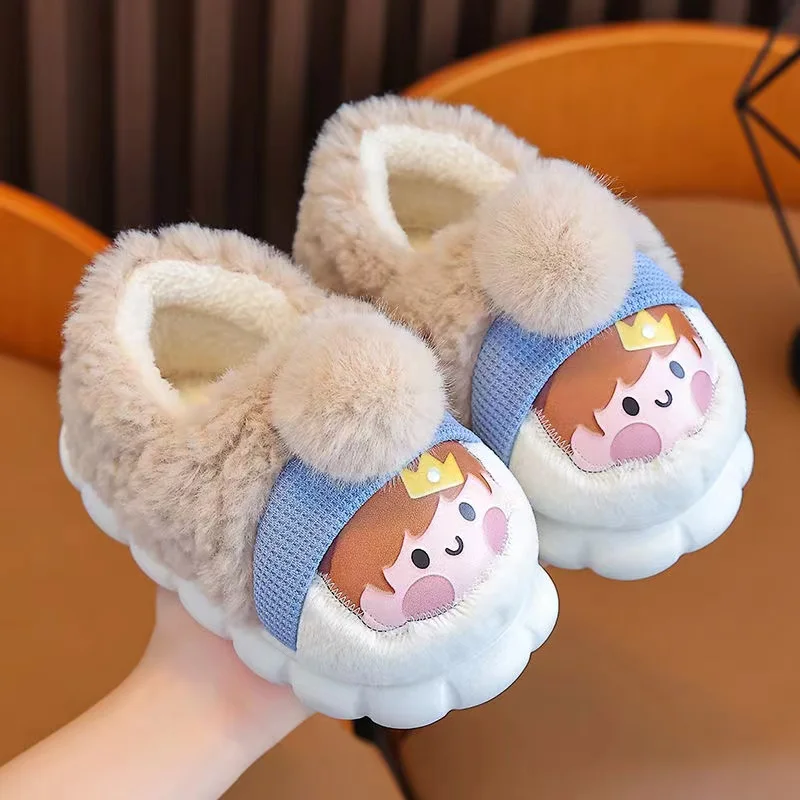 Baby Slippers 2024 New Winter Kids Cartoon Cotton Shoes for Girls Fluffy Children\'s Indoor Home Slippers Velvet Bedroom Pantufa