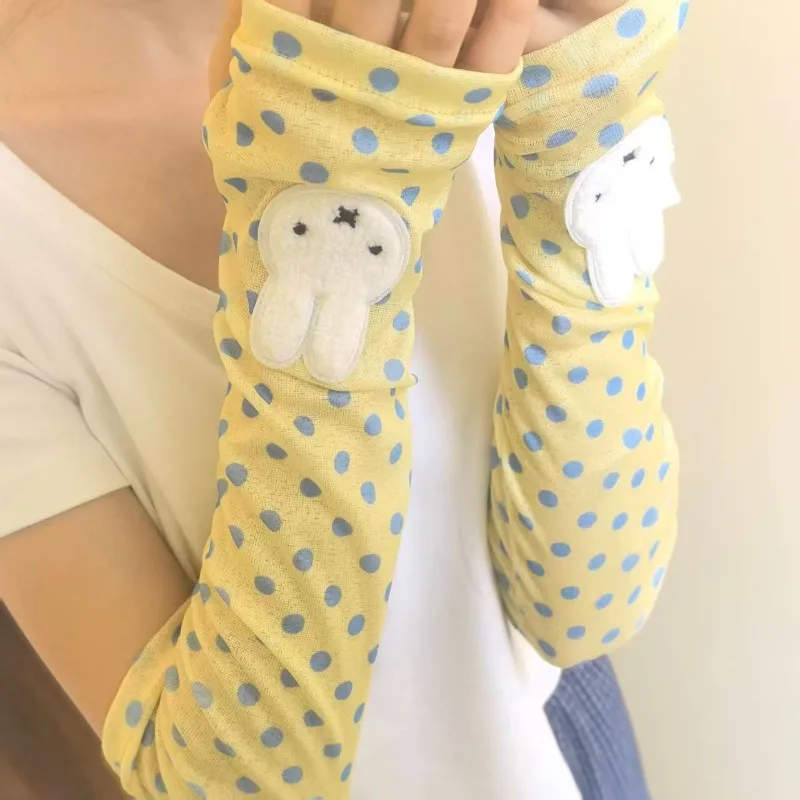 Cartoon Kawaii Ice Silk Sun Protection Sleeves Summer Protector UV Protection Arm Guard Loose Sunshade GoodLooks Clear Air Miffy