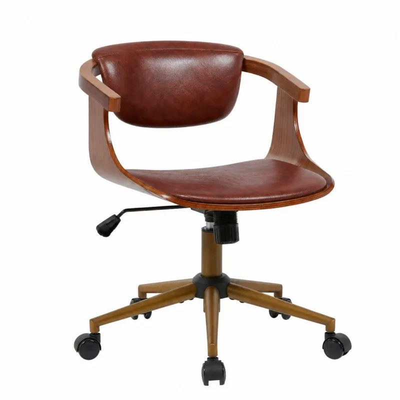 Solid wood computer chair retro bedroom makeup chair, simple small study rotating lift chair home backrest stool