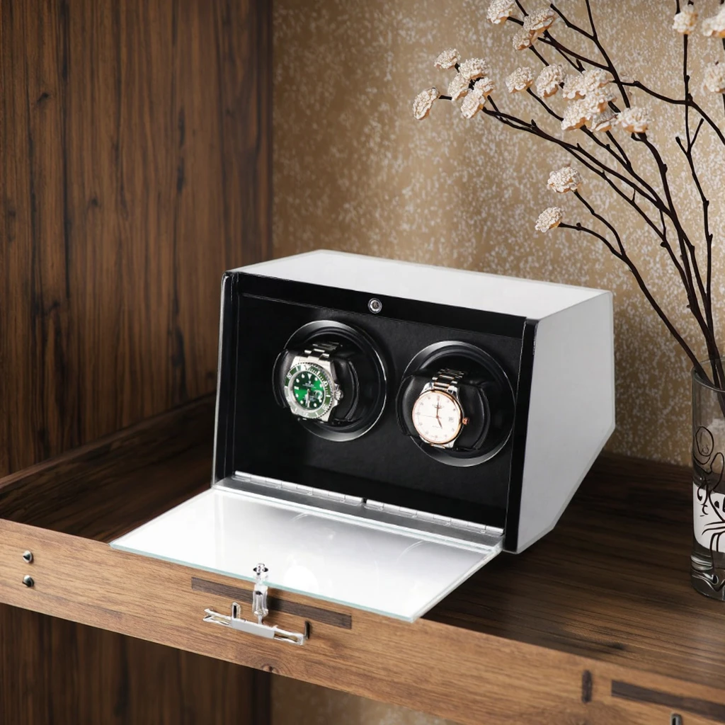 Small Household Automatic Mechanical Watch Winder Vertical Winding Lacquered Wood Watch Shaker Storage Box Home Use