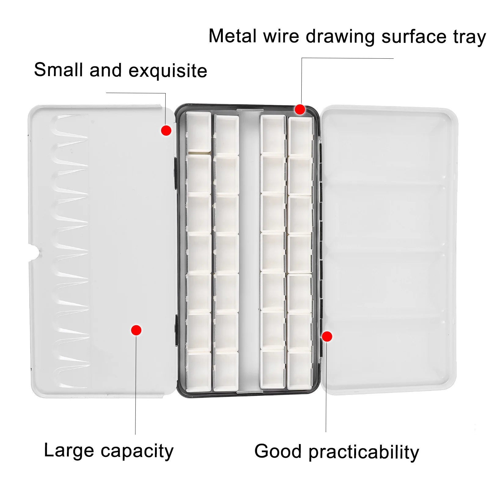 

1Set Large Empty Pigment Box Watercolor Storage Metal Paint Case Plastic Grid Design Portable Lightweight Pigment Box