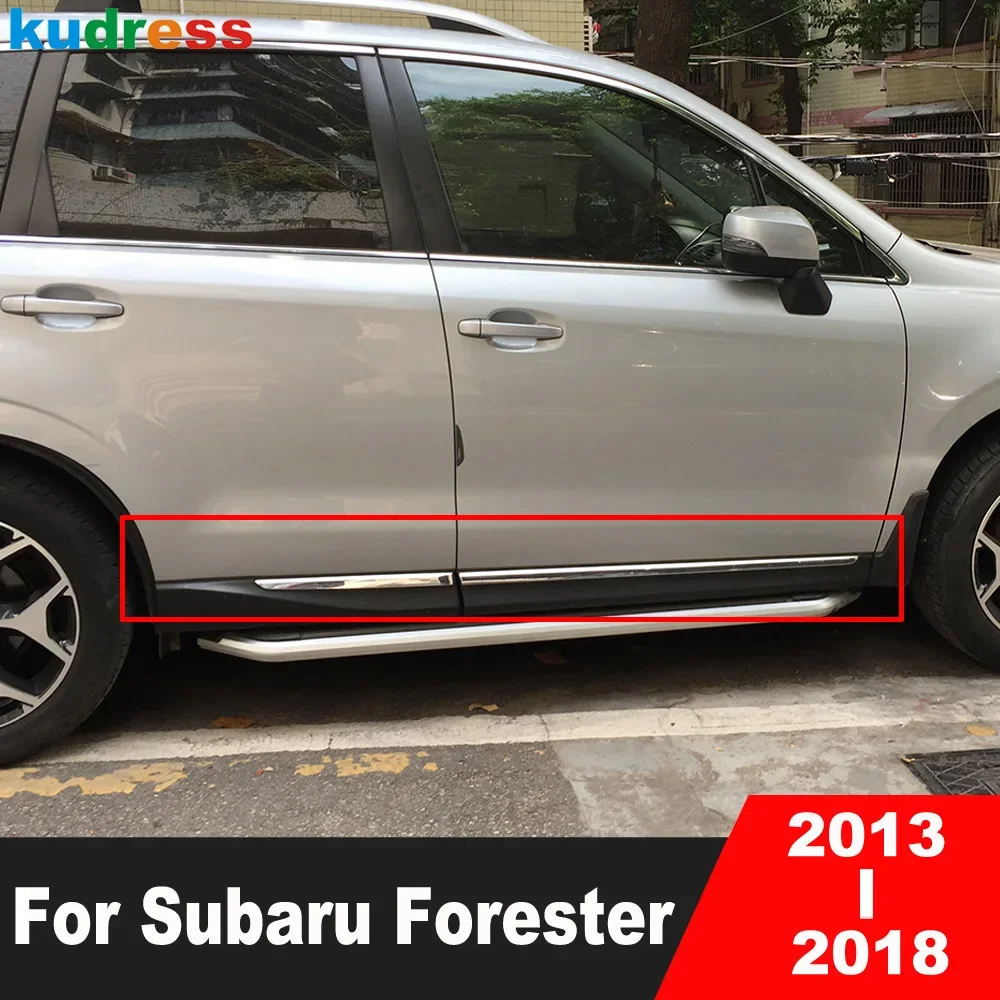 Side Door Body Trim For Subaru Forester 2013 2014 2015 2016 2017 2018 Chrome Car Door Panel Streamer Molding Strip Accessories