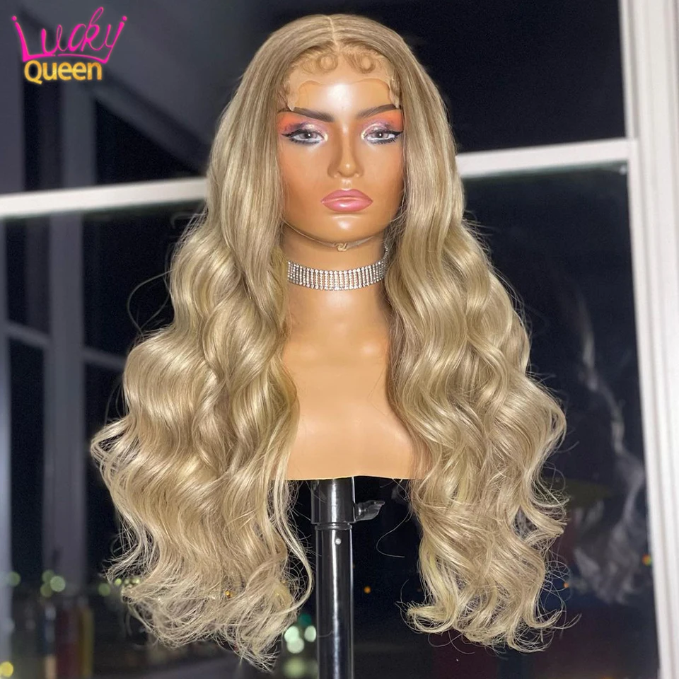 

Ash Blonde13x6 Lace Front Wigs Human Hair 28Inch Transparent Pre Plucked 13x4 Body Wave Lace Frontal Wig Human Hair 180 Density