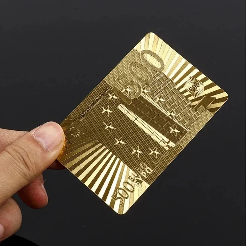 الذهب احباط بطاقة البوكر اليورو نمط أوراق اللعب البلاستيكية مقاوم للماء لعبة ببطاقات ورقية الدعائم أدوات سحرية عطلة المقتنيات هدايا الحفلات