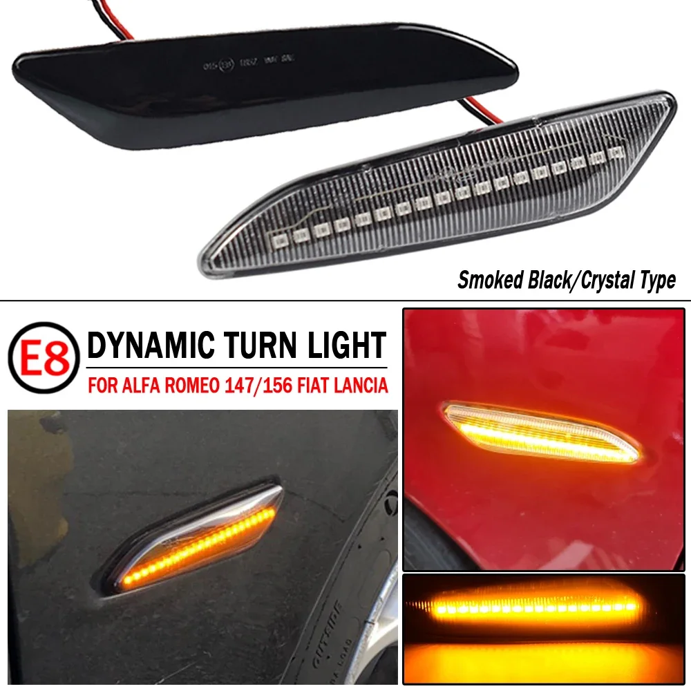 2Pcs For Alfa Romeo Mito 147 156 Fiat Egea Tipo 356 Lancia Ypsilon Delta LED Side Marker Light Arrow Turn Signal Lamp Repeater