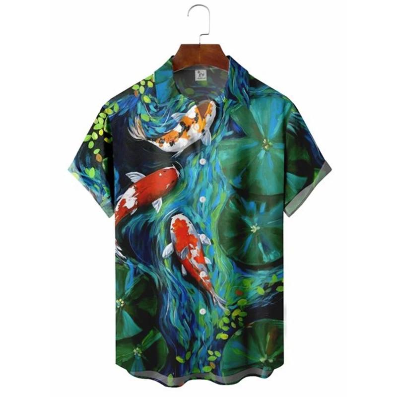 Men's Hawaiian Shirts 3D Print Marine Organism Graphics Fashion Button Short Sleeve Lapel Streetwear Trend Shirts for men Summer