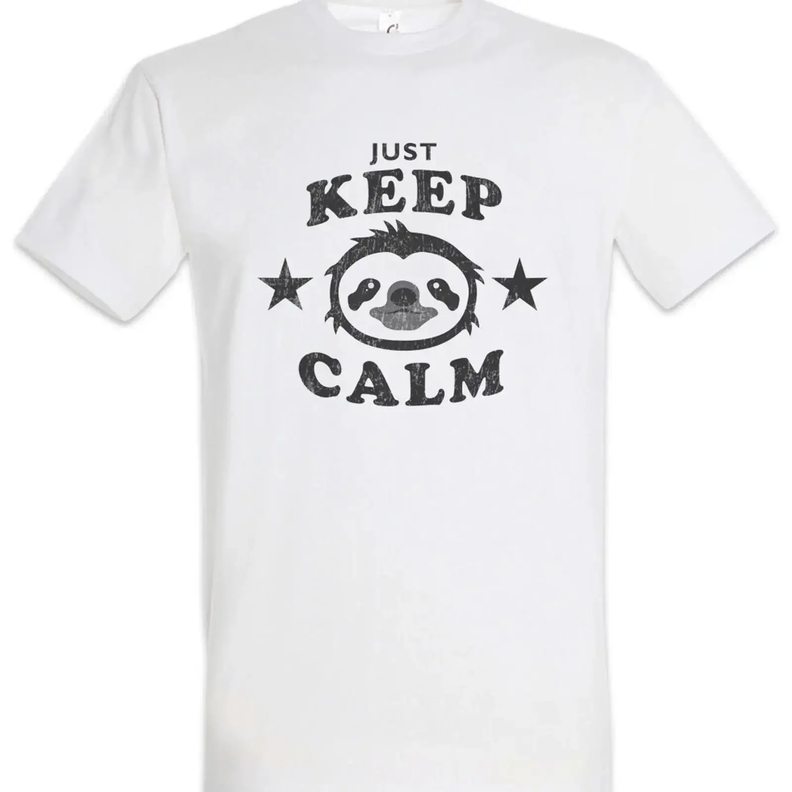 Футболка Just Keep Calm с принтом Sloth Chill: Винтажная, с эффектом потертости, для отдыха и сна, для ленивых, для тех, кто остаётся в постели, дизайнерская одежда в стиле стритвир