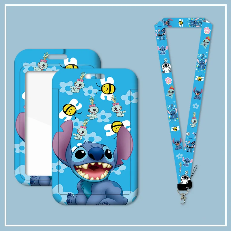 Funda para tarjeta de punto de dibujos animados de Disney, cordón de identificación de estudiante de Anime, tarjetero, tarjeta de autobús, tarjeta de permiso de trabajo, funda protectora, llavero de regalo