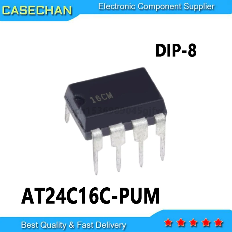 10pcs AT24C16C-PUM 16CM AT24C16  DIP8 16Kbit EEPROM