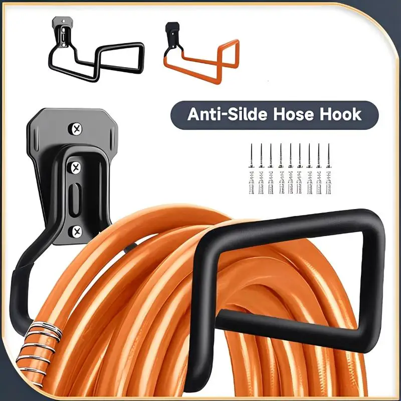 Garden Hose Storage Rack Anti-Slip Coated Wall Mount Garage Hook Durable Outdoor Water Pipe Hanger for Yard Patio Home