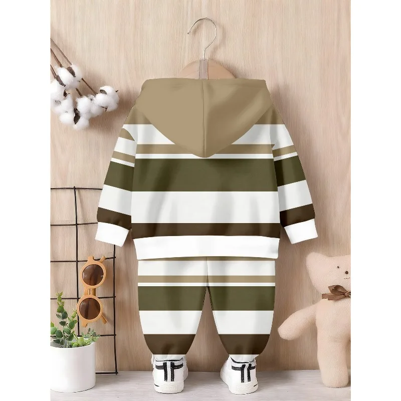 Little Boys 2 Piece Hoodie Jogger Tracksuit Retro Color Stripe Eagle Print Red Black Spider Web American Flag Star Stripe Outfit
