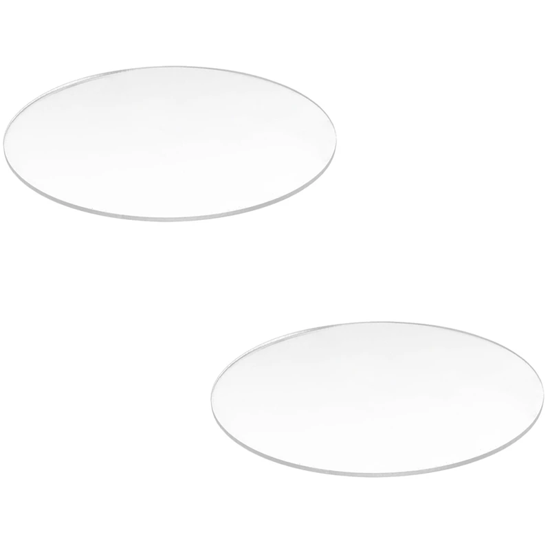 2 Pcs Transparent 3Mm Thick Mirror Acrylic Round Disc, 100Mm & 70Mm