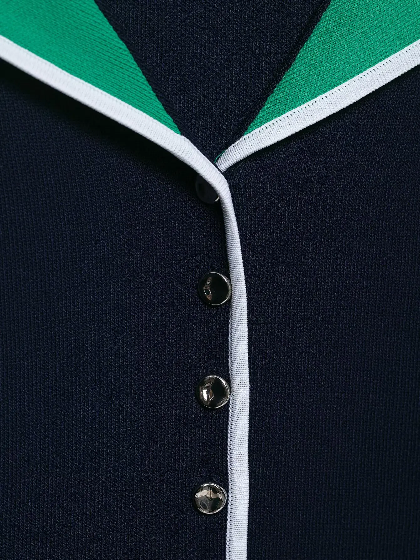 2025 estate da donna nuovo colore a contrasto cuciture moda casual bavero colletto blu scuro top corto lavorato a maglia