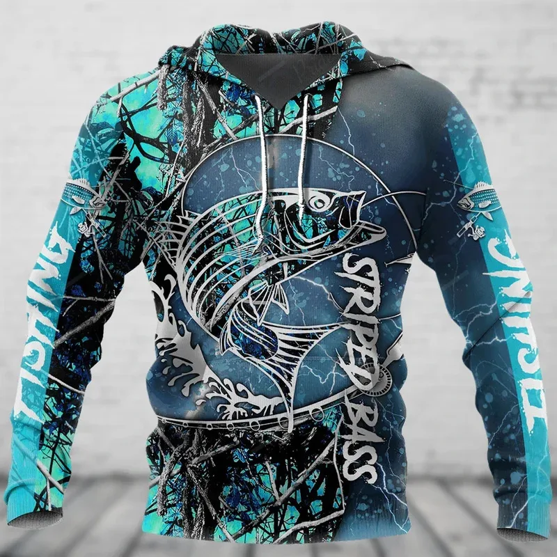 1 قطعة مخصص صورتك الخريف الصيد هوديس الرجال البلوز ثلاثية الأبعاد الأسماك الحيوان الجرافيك بلوزات ملابس رجالي Clothin