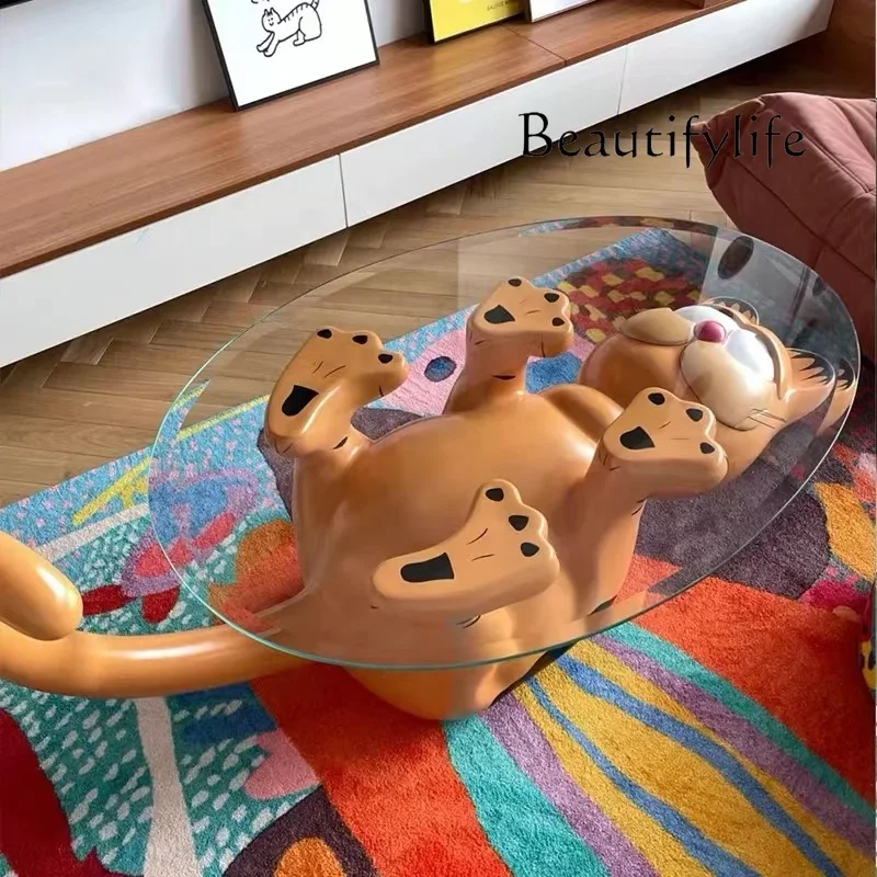 

XNDesigner Special-shaped Creative Tea Table Tempered Glass Fashionable High-end Living Room Balcony Home