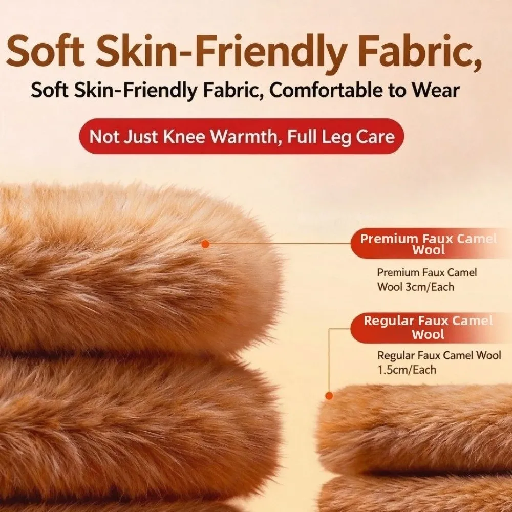 Cold-proof Warm Knee Pads with Straps Windproof Soft Thick Knee Protector Elastic Comfortable Thermal Leg Warmers