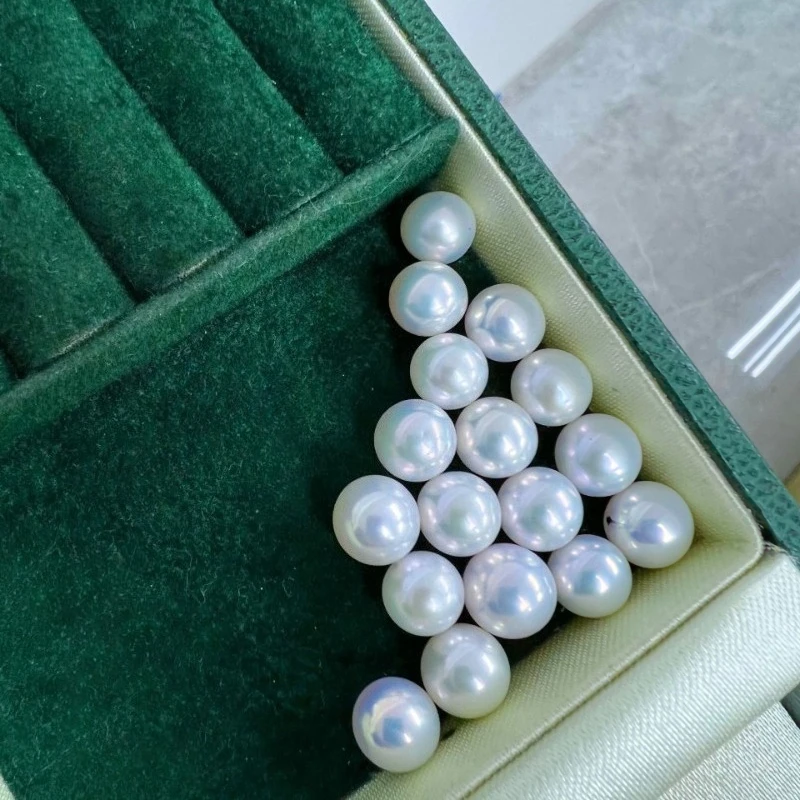 5pcs 7-8mm Naked Bead Wholesale Pearl Round Luster Transparent Naked Bead DIY Material Undrilled