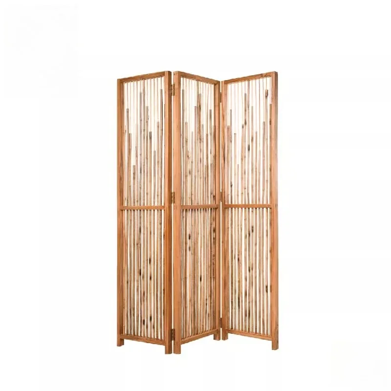 Outdoor Chinese courtyard landscaping teak outdoor bamboo screen, balcony garden partition Zen tea room ornament