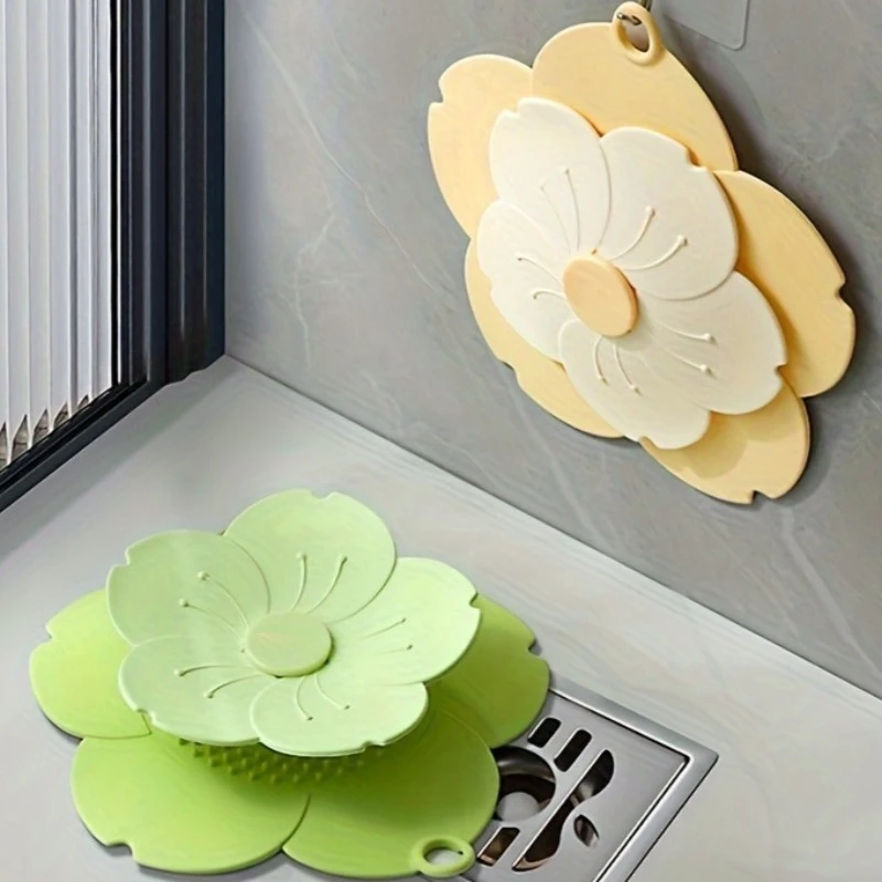 Petal Shape Silicone Floor Drain Anti-odor Mat Bathroom Sewer Odor Stopper Seal Cover Insect Proof Drain Pad for Shower Toilet