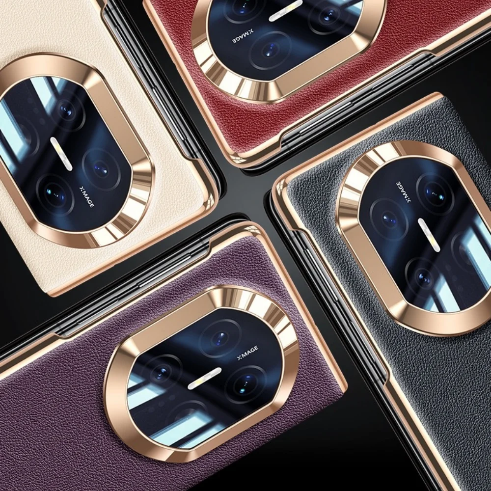 

Natural Cowhide Leather Nappa Case For Huawei Mate X5 X6 X7 Window View Cover