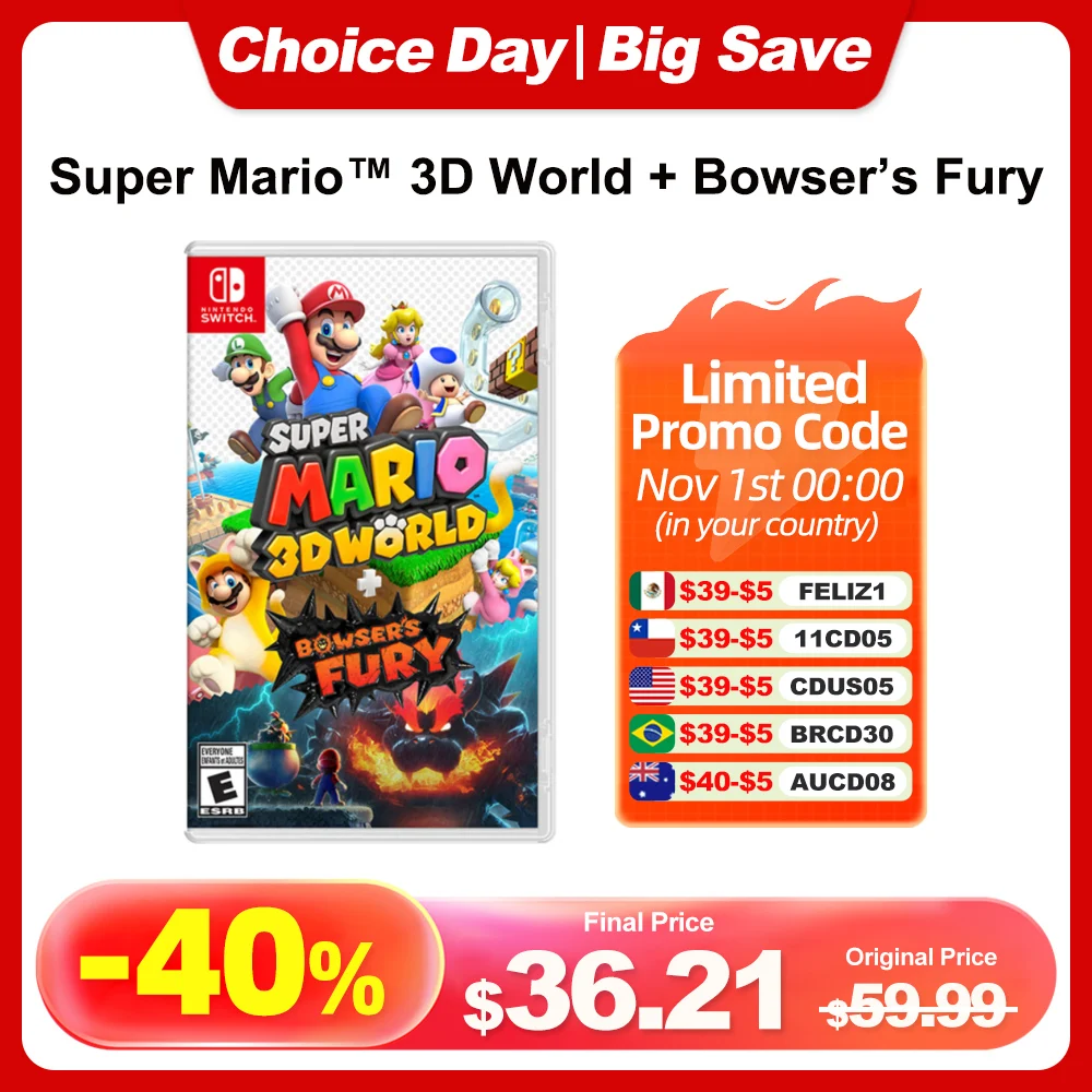 

Super Mario 3D World Bowser Fury Nintendo Switch Game Deals 100% Official Physical Game Card Action Genre for Switch OLED Lite