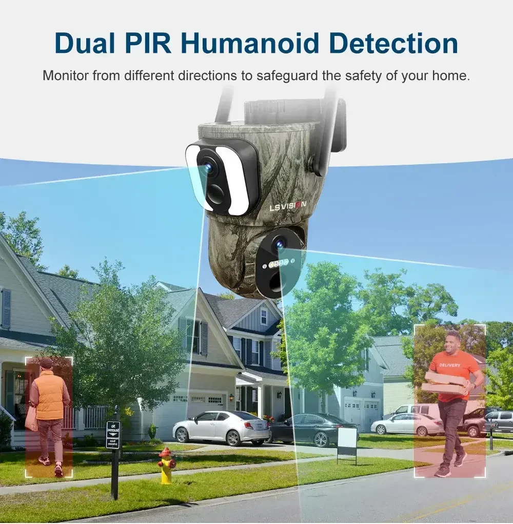 LS VISION 4G Solaire Caméras de Sécurité Sans Fil wifi En Plein Air 3K HD Vidéo Surveillance Faune Vision Nocturne Humaine/Animal Détection