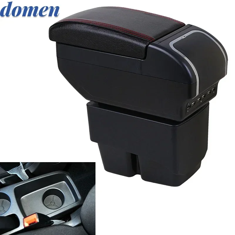 

NEWArmrest Box For Ford Fiesta mk7 2009-2019 Central Store Content With Retractable Cup Hole Large Space Dual Layer USB Charging