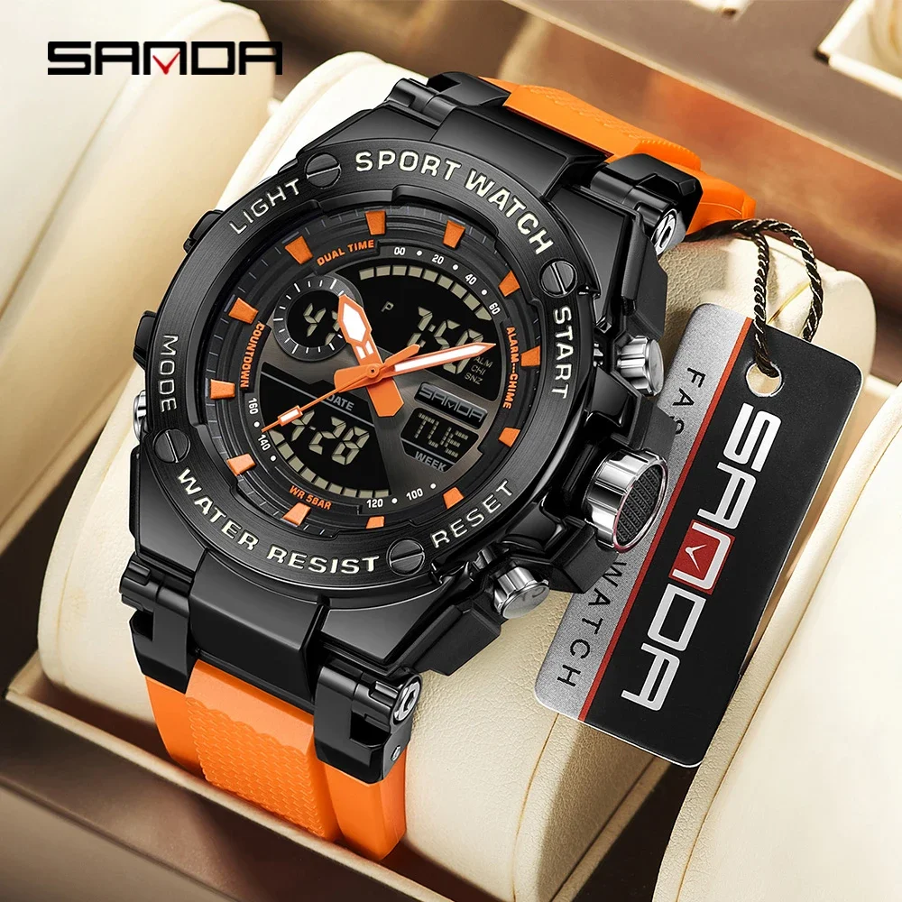 Reloj SANDA 3363 para hombre, reloj electrónico para estudiantes de secundaria, reloj de cuarzo electrónico multifuncional para hombre