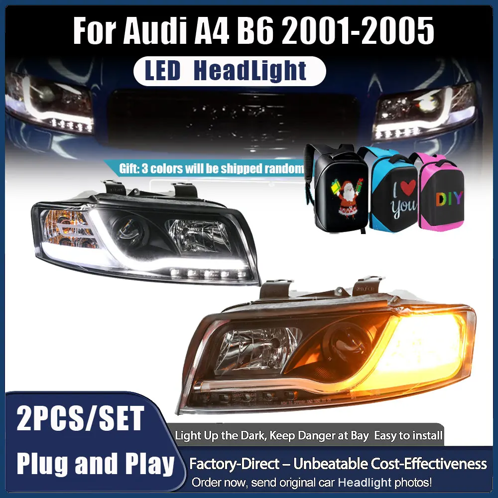 LED Head Lamps Headlight Front Assembly LED Head Light For Audi A4 B6 2001 2002 2003 2004 Xenon Headlamps Automotive Accessories