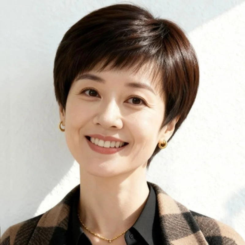 

New autumn women, stylish short hair middle-aged and elderly ladies, natural-looking wigs for mothers