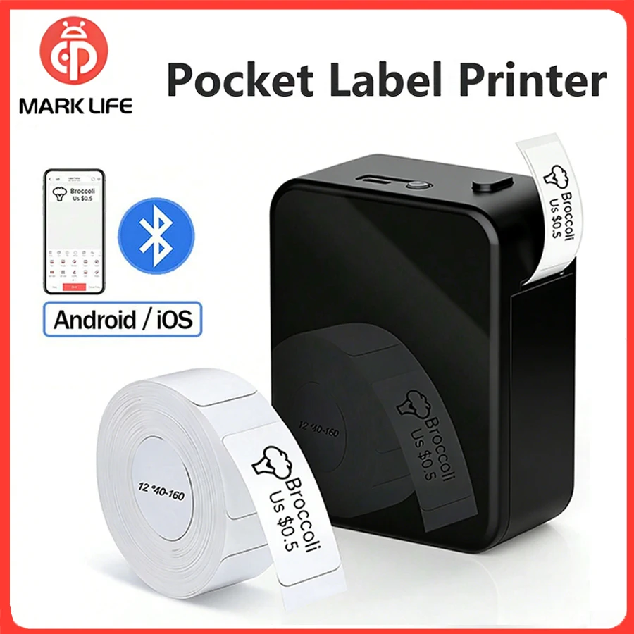 Marklife P15 Mini Thermal Printer Bluetooth Label Printer For Gift/Price/Tag/Sticker/Marking/ Home/Office/ School As D110/D30