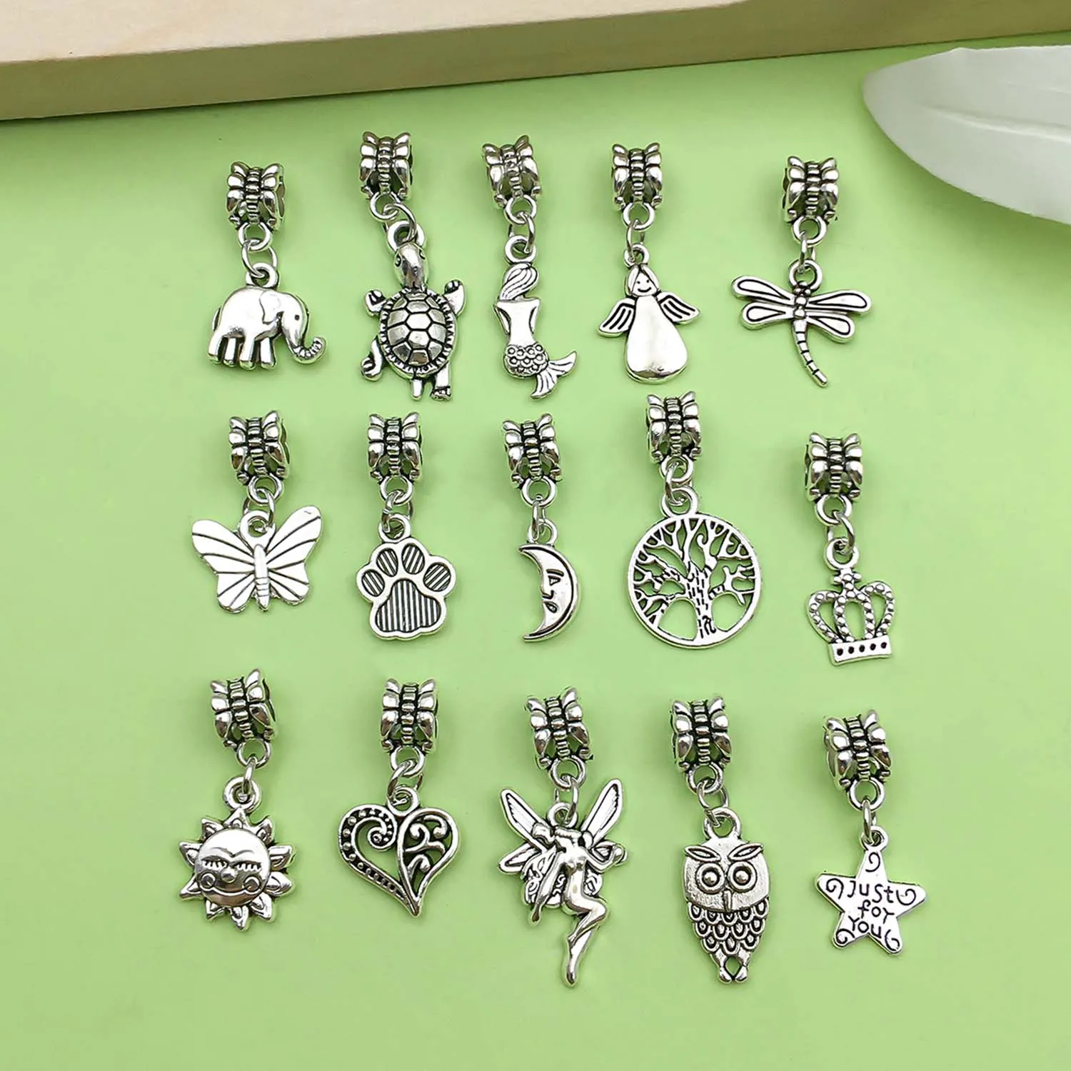 10/15 Antique Silvery Various Styles large Hole Beads Charms Alloy Retro Pendants For DIY And Jewelry Making Accessories