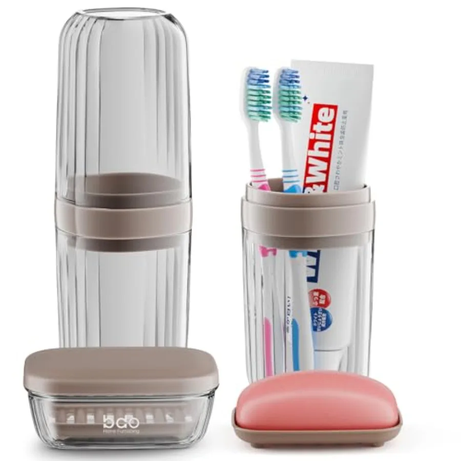 Travel Soap Case Container, Portable Toothbrush Travel Case Dish Tray, 7.88 Inch Toothpaste Traveling Toothbrush Holder Set wit