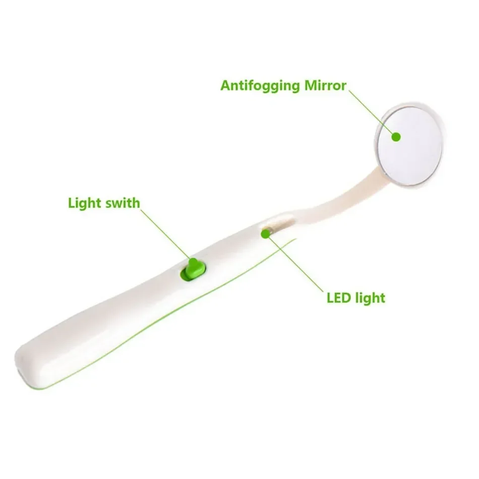 1 Stuks Tandspiegel Met Led Licht Inspecteren Instrument Controle Spiegel Orale Super Heldere Anti-Fog Mondspiegel