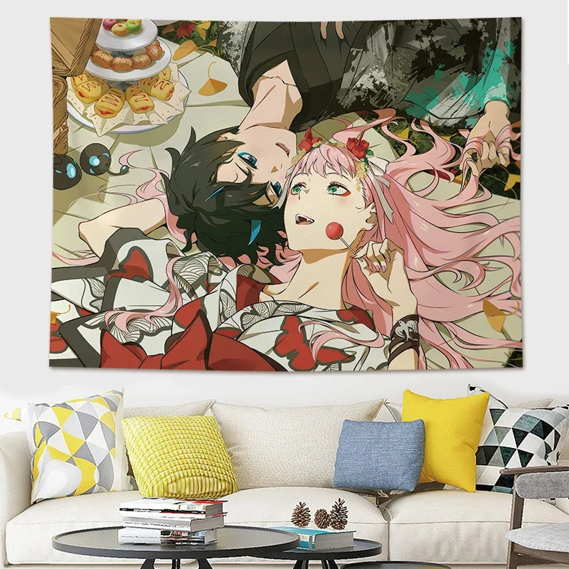 Home Decoration Creative Landscape Teen Aesthetic Room Decor Tapestry Wall Hanging Pink Cute Room Decor Anime Macrame Tapestry