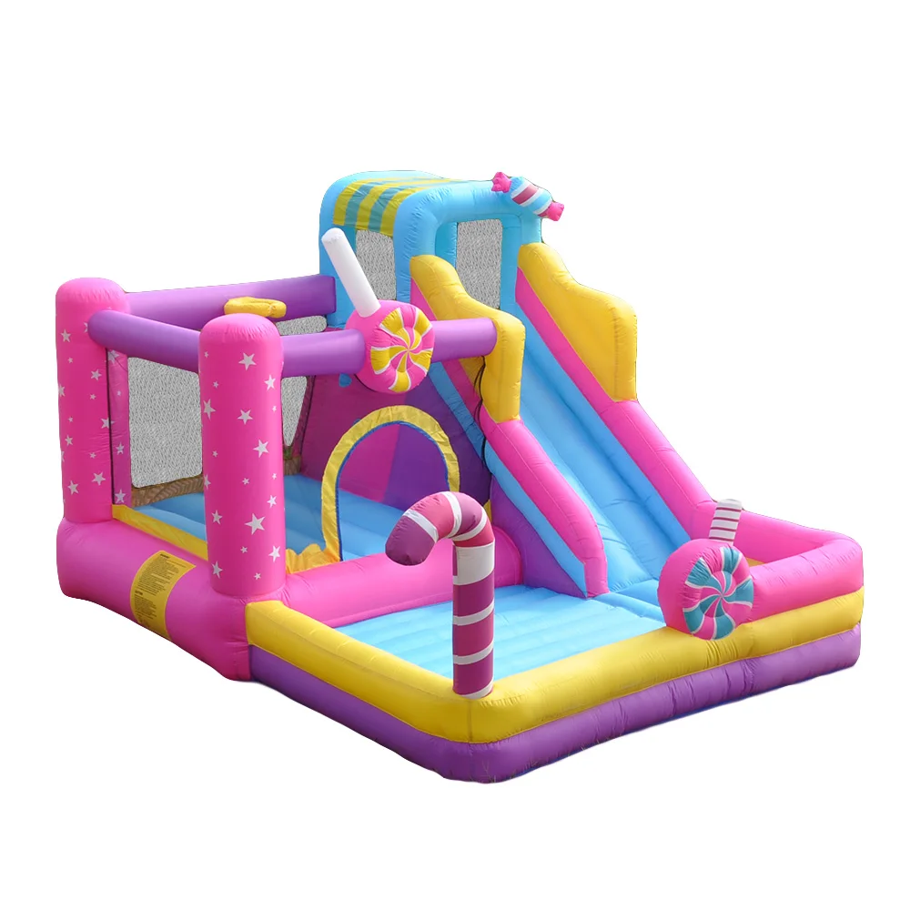 Exciting Residential Jumping House Kids OEM Inflatable Trampoline Indoor Princess Pink Jumping Bouncy Castle