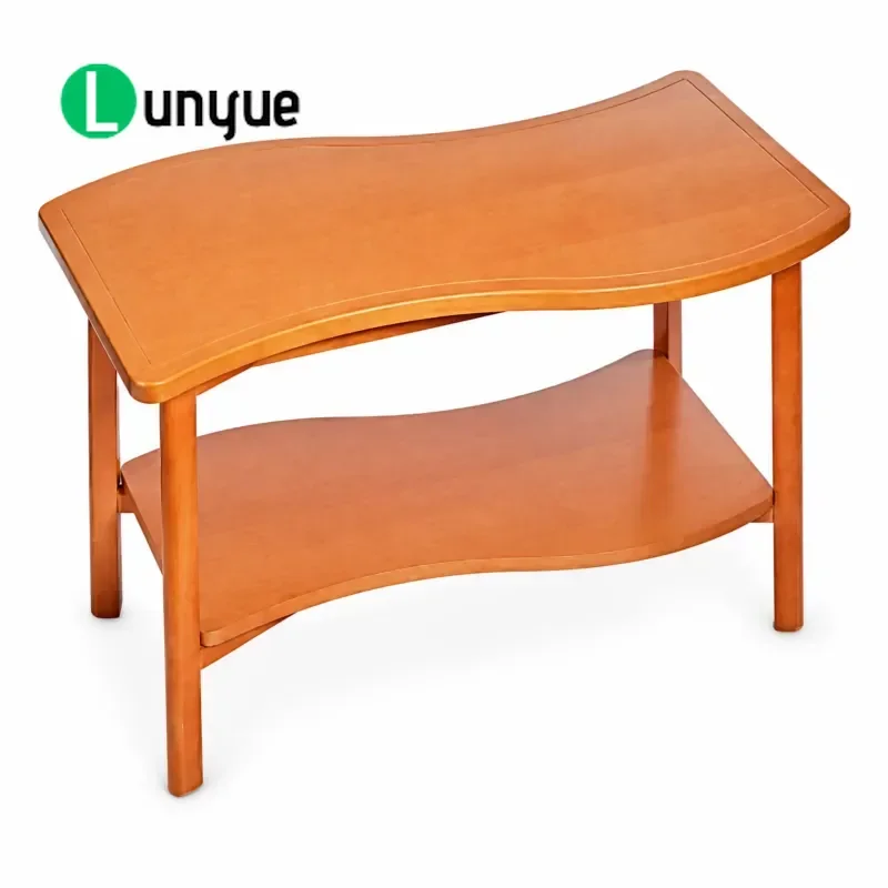 Solid Beech Wood Two Story Coffee Table S Shaped Curved Rounded Corners Anti Collision Elderly Friendly Home Furniture